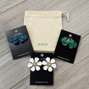 J. Crew Blue, Green, and White Floral Earrings